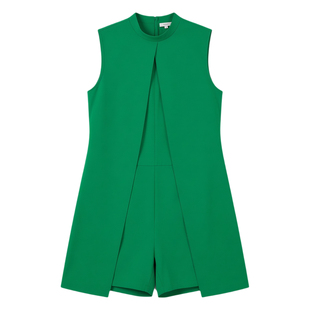 Stand collar plus size one-piece shorts 纯色立领大码连体短裤