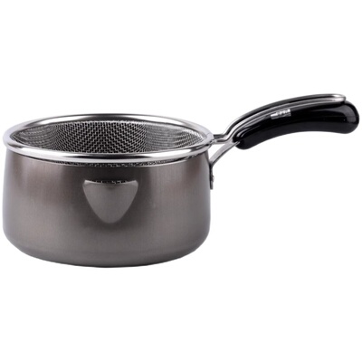 日本进口yoshikawa不锈钢天妇罗油炸锅家用小油炸锅带沥油网铁锅