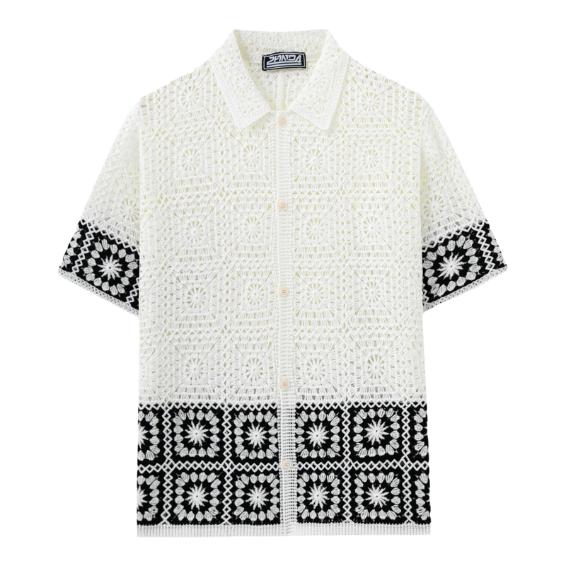 欧美男装2026夏性感镂空短袖针织polo衫拼色百搭衬衣潮Men shirts