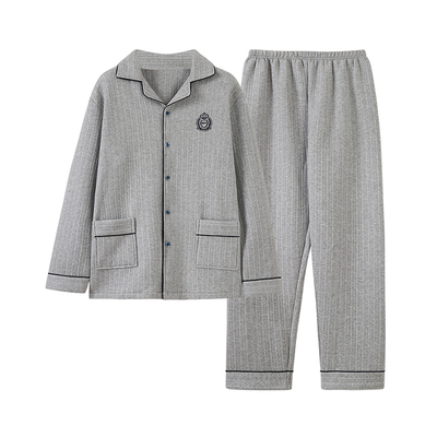 芬腾可安秋冬夹层睡衣男长袖长裤