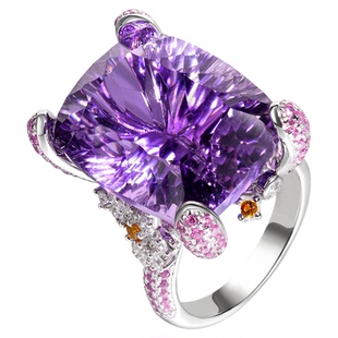 VISING珠宝21克拉天然紫水晶花海设计款戒指全净体收藏