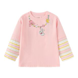 巴拉巴拉宝宝长袖t恤男女童纯棉假两件上衣春装2026新款童装儿童t