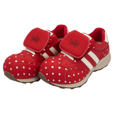 SMILEY笑脸红色波点女翻盖慢跑鞋