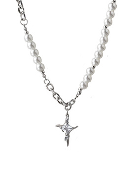 YUSTUDIO钛钢仿珍珠情侣项链