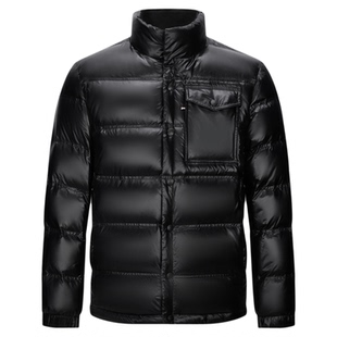 【白鸭绒】德鲨男装黑色立领羽绒服2025冬新款保暖外套男