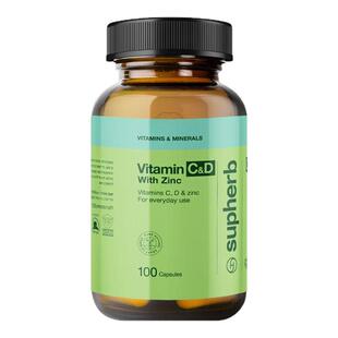 Supherb进口维生素C+D+锌100粒胶囊家庭装男女换季免疫力VcVd补锌