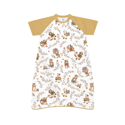 721星球亲子款女士60支竹棉纱布短袖睡裙成人家居服孕妇竹棉睡衣