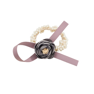 阿吉豆AJIDOU发饰珍珠水晶可爱玫瑰发圈仿真花头部装饰扎马尾发饰