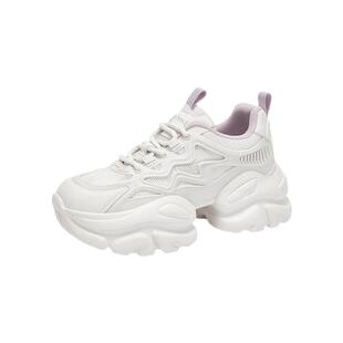 达芙妮老爹鞋女款2026新款春季增高厚底女鞋子白色休闲运动鞋女款