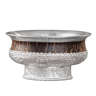 蒙古碗999纯银奶茶碗雪花银碗足银敬酒碗藏式八宝碗食用熟银餐具