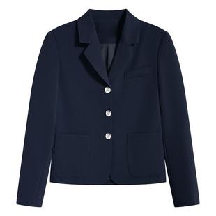 达佳诗藏青西装外套女大学生正式场合面试套装高级感职业通勤正装