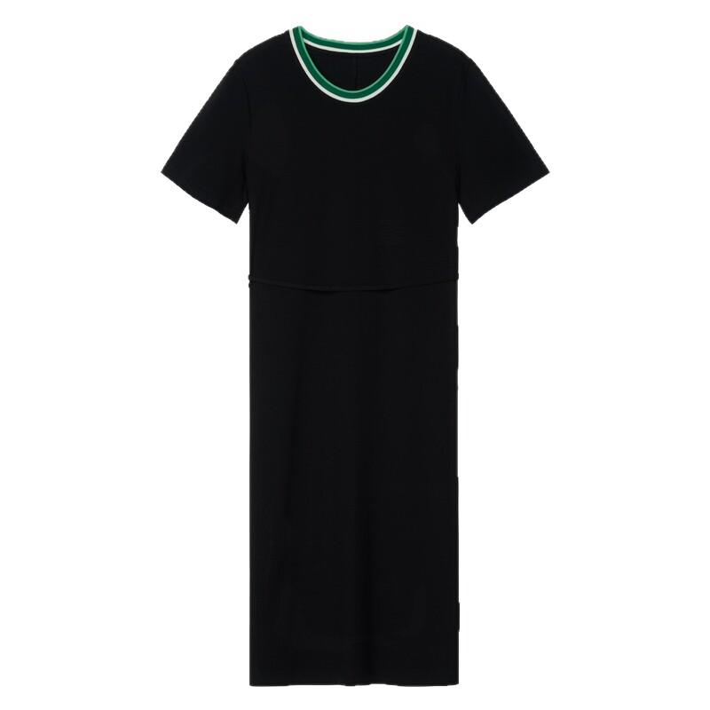 【新品】ZUCZUG 素然夏季女士经典珠地针织布拼横机直身连衣裙