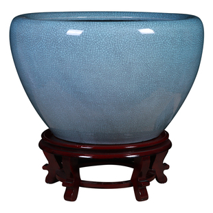 景德镇冰裂陶瓷鱼缸养鱼盆招财风水睡莲盆荷花缸客厅室外家用摆件