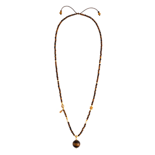 虎眼石金发晶拼天然珍珠毛衣链可拆卸虎眼石吊坠项链可做四圈手链