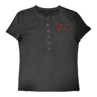 SoSick 25ss*《基础系列》原创正肩银饰排扣圆领高级感短袖男女Te