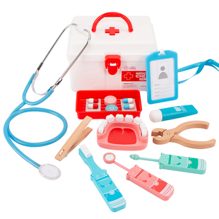 儿童木制小医生扮演玩具套装女孩医疗箱护士打针工具过家家听诊器