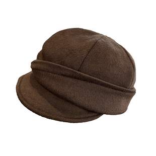 羊毛呢鸭舌帽子女秋冬保暖时尚软檐画家帽显脸小张静怡同款报童帽
