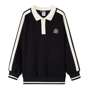 左西童装男童POLO领卫衣2026新品儿童miu系学院风春装中大童上衣