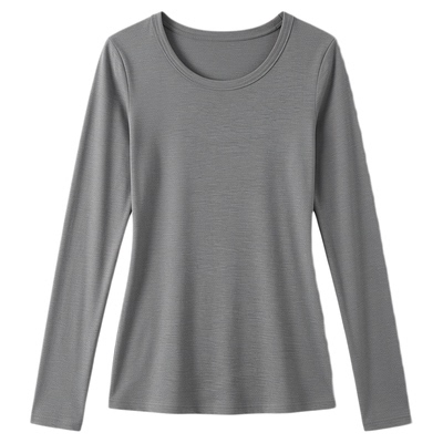 灰色中长款加绒打底衫女秋冬新款修身显瘦遮屁股t恤长袖内搭上衣