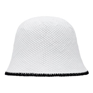 热风女士帽子2025年秋季新款法式优雅拼色针织盆帽圆顶显脸小帽子