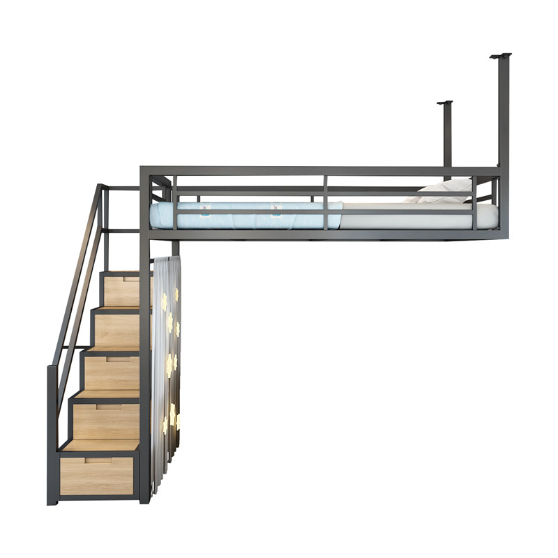 高架床阁楼式床省空间北欧悬挂式多功能铁艺小户型公寓单双人吊床
