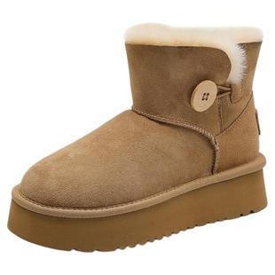 星期六厚底保暖羊皮毛一体雪地靴2025年冬季新款加绒加厚棉鞋女鞋