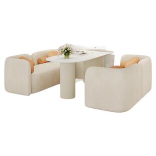 奶油风影楼选片区桌椅组合婚纱店洽谈沙发休闲网红美容院接待卡座