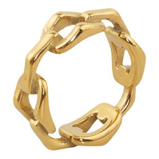 时尚ins潮酷链条戒指女小众设计镀18k金冷淡风食指戒指环闺蜜饰品