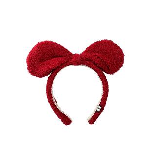 新年米奇高级感发箍女洗脸2026马年蝴蝶结头饰毛绒红色头箍本命年