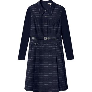 PSALTER诗篇羊毛拼接袖学院风翻领条纹衬衫裙连衣裙冬季款