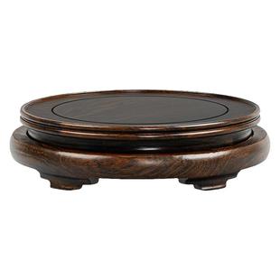 可旋转实木圆形底座黑檀木花盆鱼缸酒坛花瓶工艺品摆件木底座托架