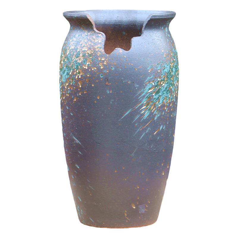尊泥陶阁创意大高切口崖花盆