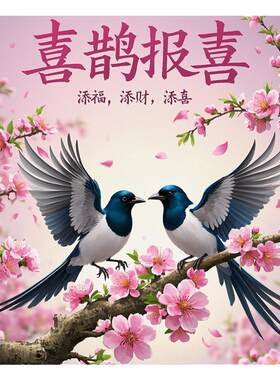 喜鹊报喜桃花转运装饰贴画