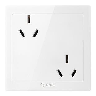 公牛插座斜眼错位六孔86型面板双两个三孔三三插暗装大功率16a10a