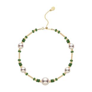 HELAS赫拉沙弗莱宝石手链Akoya海水珍珠手链满天星手链18K金手饰