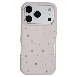 美牧 韩系少女心粉色鎏金星星适用苹果17promax手机壳iphone16pro新款13女14pro超好看15pro全包防摔手机套