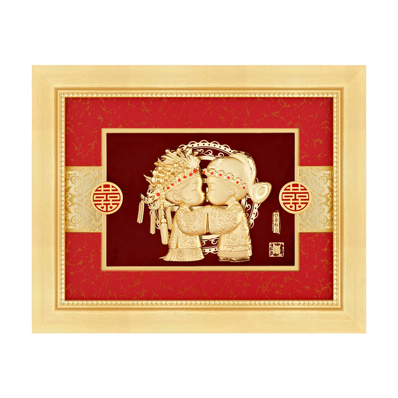 结婚礼物送朋友金箔装饰画摆件