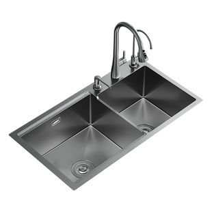 unaxi-N11纳米大双槽加大厨房水槽加厚304不锈钢米粒洗碗池洗菜盆