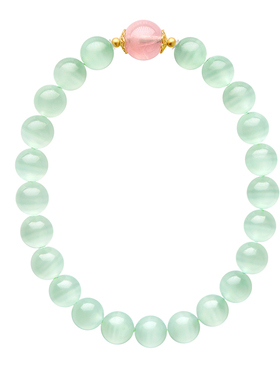 觉人天然冰种薄荷绿纹石手链