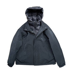 设计感可脱卸假两件连帽羽绒服男款2025新款冬季宽松休闲外套保暖