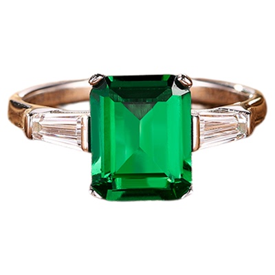 3.2克拉祖母绿宝石戒指设计女