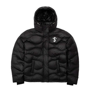 STK SmallTownKid水波纹连帽羽绒服亮色保暖结构加厚潮流排骨外套