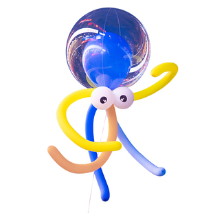 网红章鱼气球飞天波波球风筝充氦气飘空地推店铺前台户外摆摊装扮