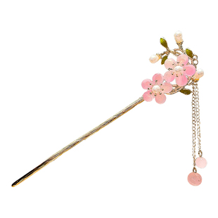 粉色蝴蝶流苏发簪女2026新款高端古风步摇发钗新中式盘发簪子头饰