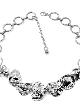 原创褶皱金属纽扣choker项链