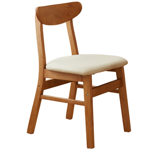 餐椅实木椅子靠背椅餐桌椅组合家用餐凳牛角椅餐厅软包椅樱桃木色