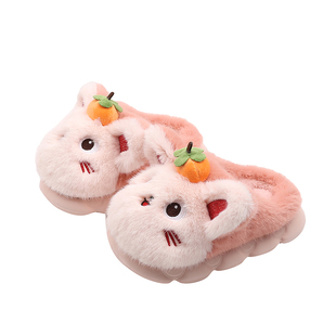 儿童棉拖鞋男宝宝秋冬室内毛绒保暖家居鞋女中大童可爱卡通毛毛鞋