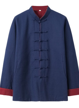 中式唐装男汉服连肩袖外套禅修服