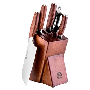 alluflon阿路弗仑刀具套装六件套实木拉齐奥花梨木整套菜刀