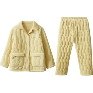 Hodo/红豆红豆加厚睡衣夹棉女珊瑚绒男士抗静电服冬季家居服套装